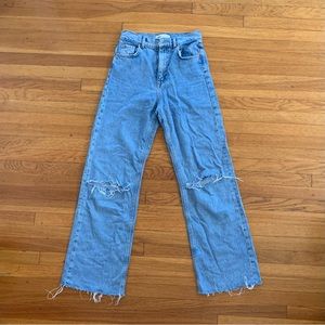 90s wide leg blue jeans